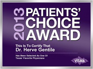 2013 Patients Choice Award For Dr. Hervé Gentile